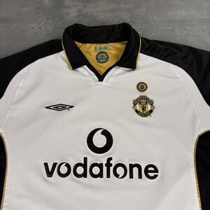 Vintage Umbro Manchester United Jersey Large White Centenary 2001-02 Vodafone